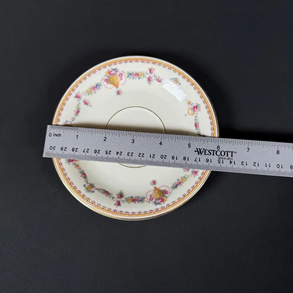 LOT OF 2 H&Co Selb Bavaria Heinrich Plate white Pink Rose Garlands Gold Trim 6